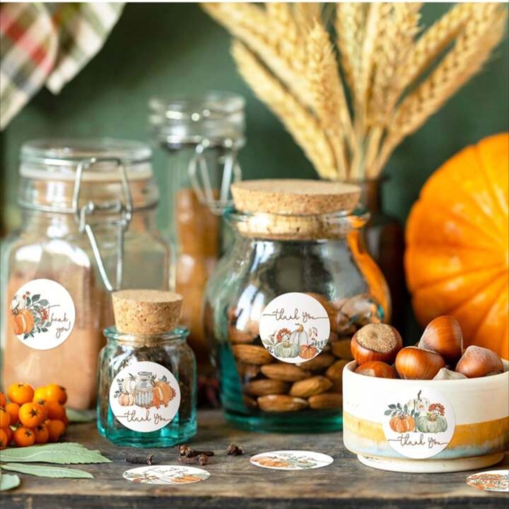 500pcs Harvest Pumpkin Thank You Stickers - Picture 4 of 6